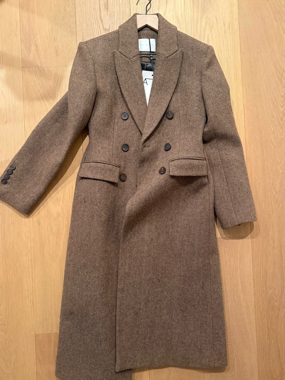 Herringbone Wool Overcoat in Brown